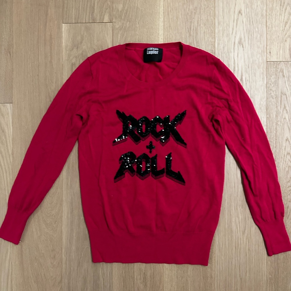 Markus Lupfer Red and Black Graphic Crewneck Sweater